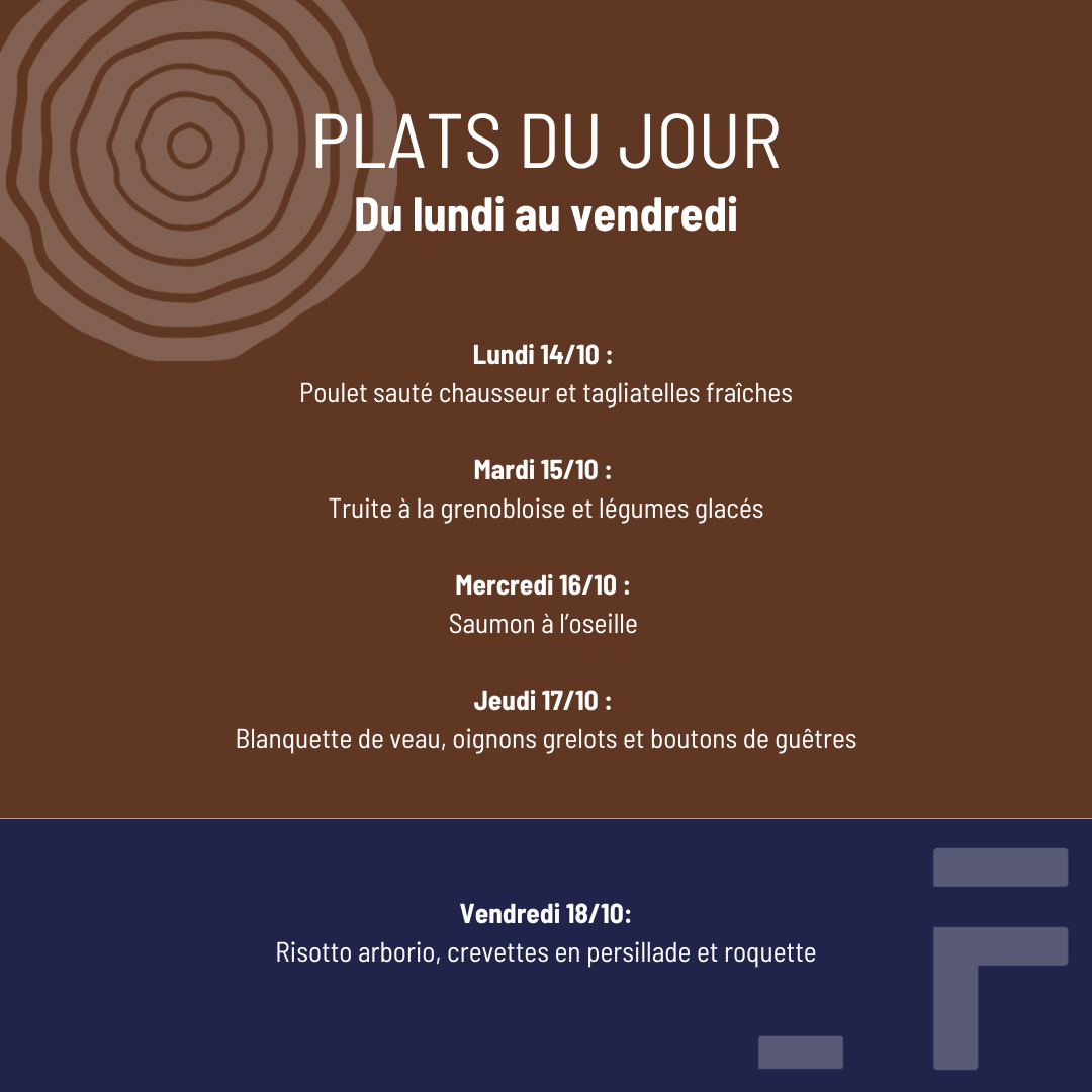 Plat du jour Semaine 3 - Pinte et Floris - Anières Octobre 2024