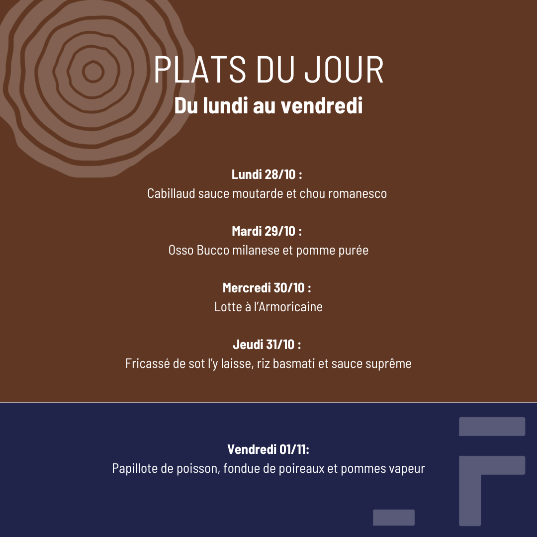 Plat du jour Semaine 5 - Pinte et Floris - Anières Octobre 2024