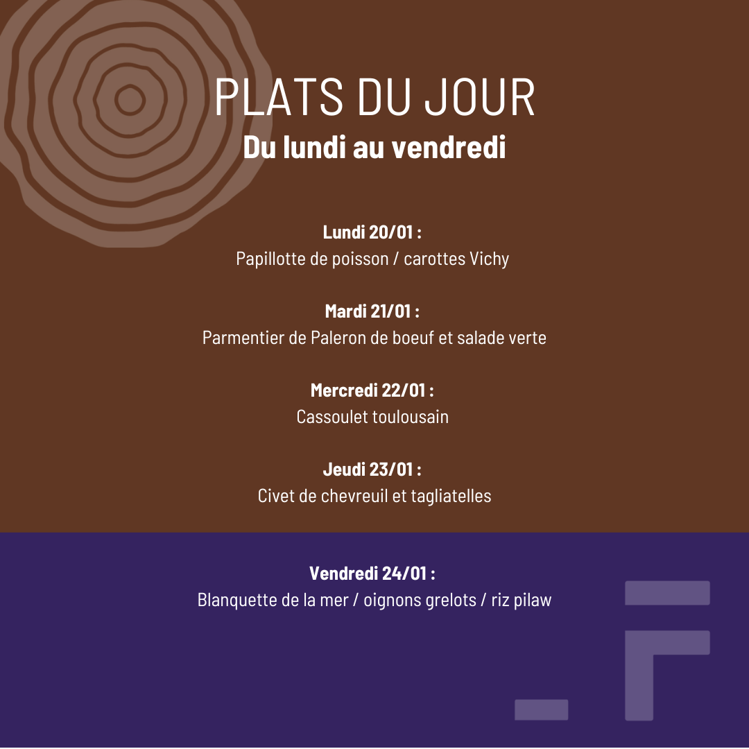 Plat du jour Semaine 3 - Pinte et Floris - Anières janvier 2025