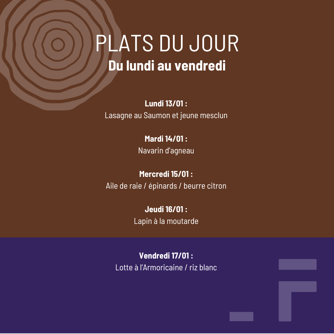 Plat du jour Semaine 2 - Pinte et Floris - Anières janvier 2025